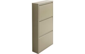 Kare Schuhschrank Caruso 3er, Khaki 103 x 50 x 14 cm, Stahlblech, 6  P. Schuhe