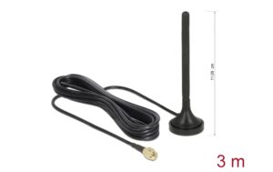 Delock LTE Antenne SMA Stecker 2 dBi, omni, Magnet Standfuss, 3 m, outdoor