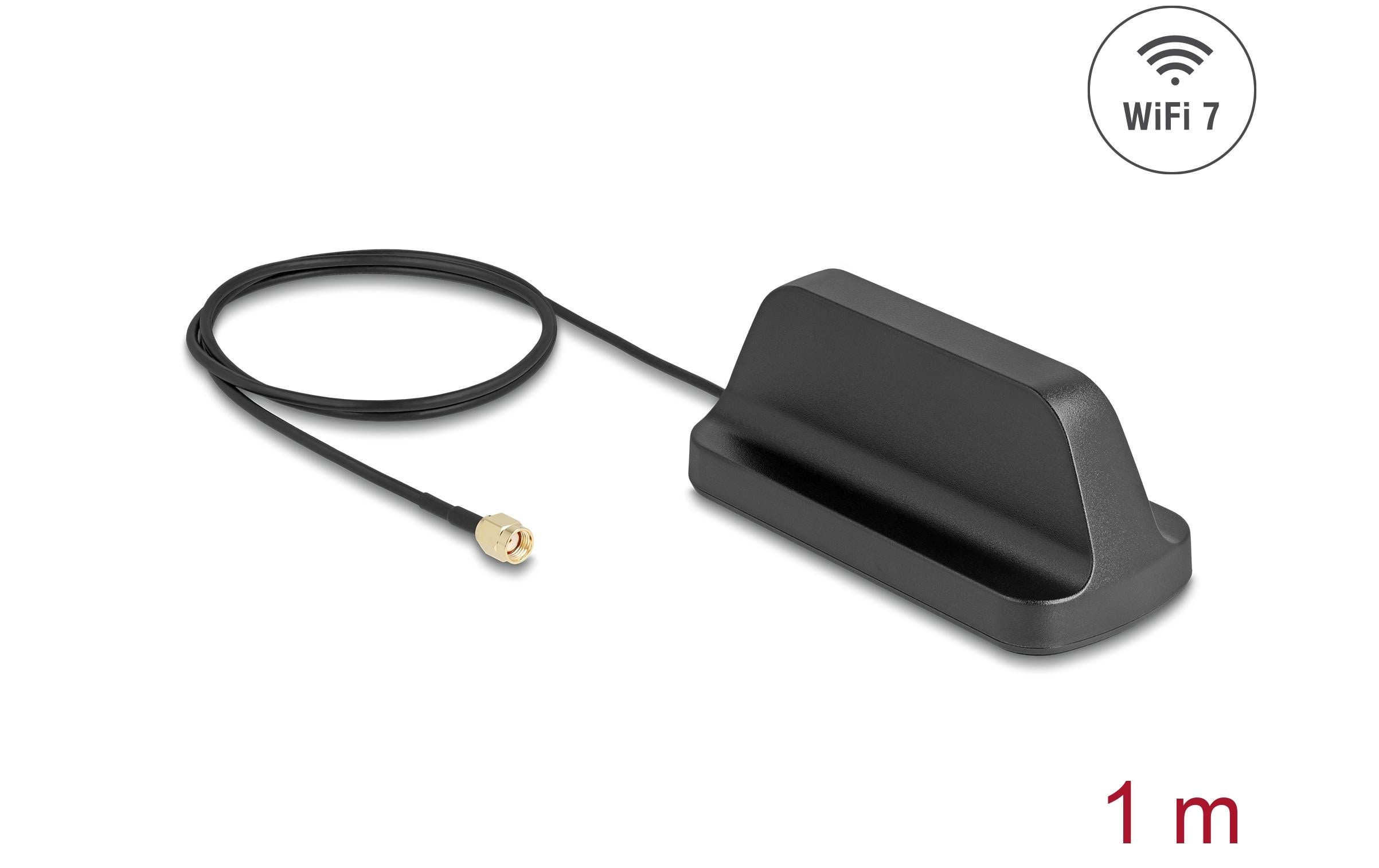 2147856 - Mediatech Delock WiFi 7 Antenne RP-SMA St 3,6 dBi, omni, mag Standfuss, 1 m, outdoor