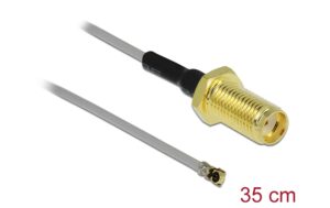 Delock Antennenkabel SMA Bu zu MHF 4L  St 50 Ohm, koaxial, ca. 35 cm Kabellänge