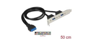 Delock Slotblech 1x19Pin 2xUSB-A 2 x USB 5 Gbps Typ-A Buchse, 50 cm