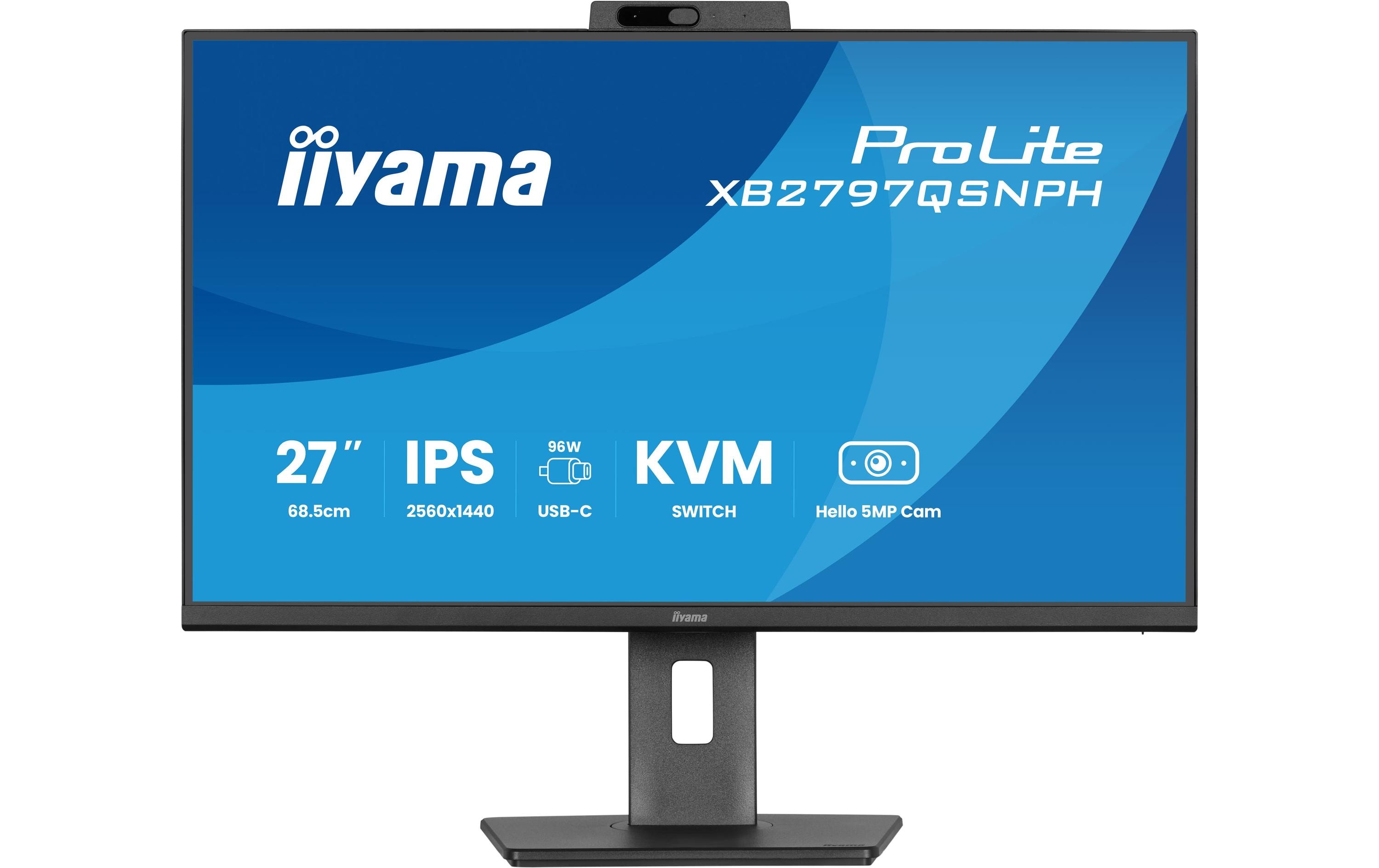 IIYAMA 27 XB2797QSNPH-B1 IPS 2560x1440, Hello Webcam, USB-C Dock