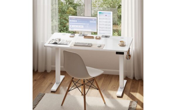 2158420_2 - Mediatech Vasagle Stehtisch weiss Kunststoffplatte mit Platte 120x60 cm höhenverst. 72-120cm