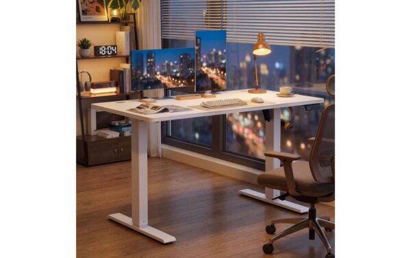 2158420_3 - Mediatech Vasagle Stehtisch weiss Kunststoffplatte mit Platte 120x60 cm höhenverst. 72-120cm