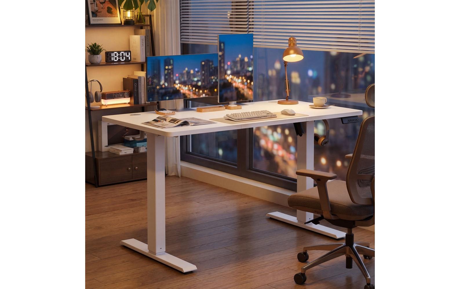2158420_3 - Mediatech Vasagle Stehtisch weiss Kunststoffplatte mit Platte 120x60 cm höhenverst. 72-120cm