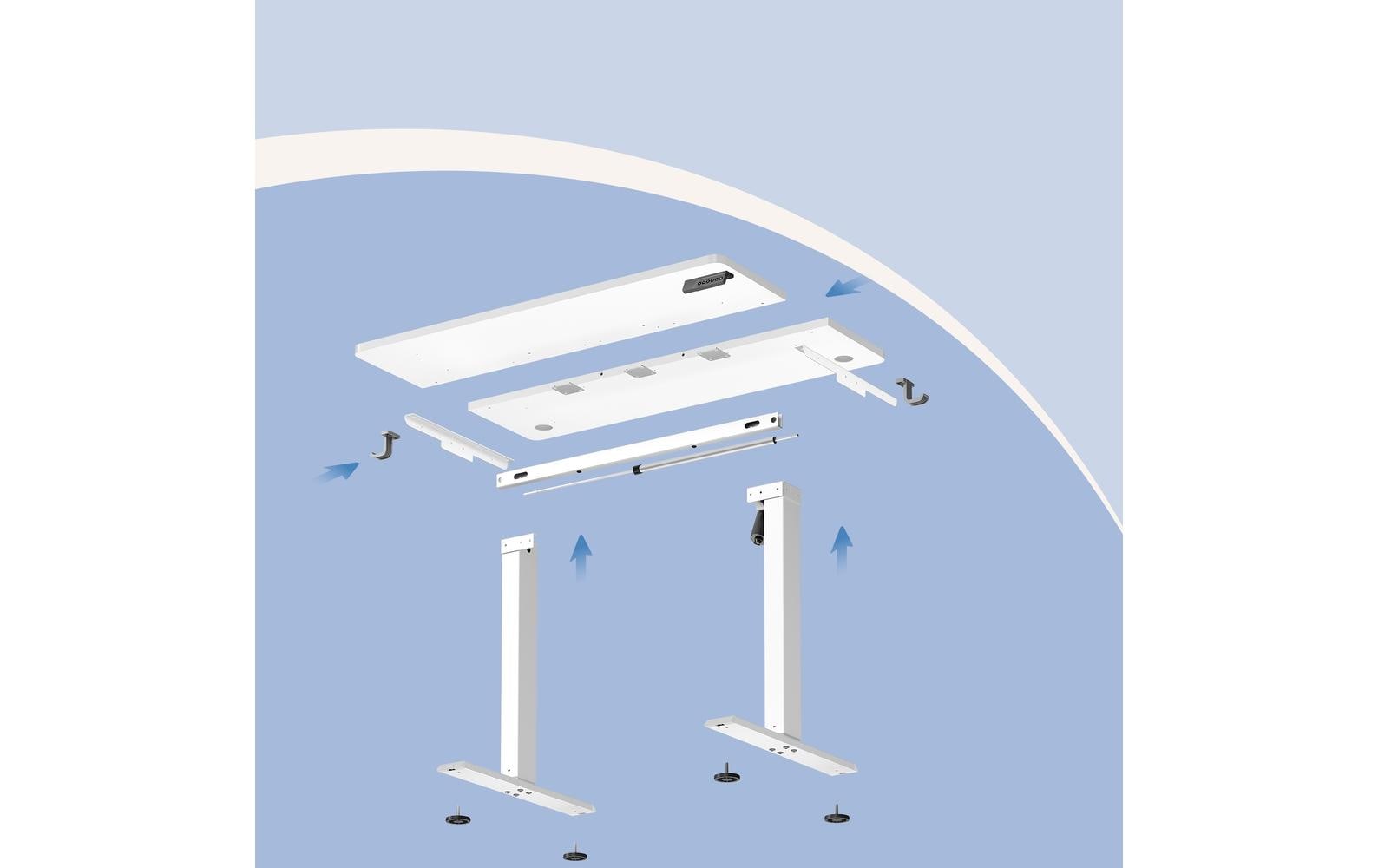 2158420_4 - Mediatech Vasagle Stehtisch weiss Kunststoffplatte mit Platte 120x60 cm höhenverst. 72-120cm
