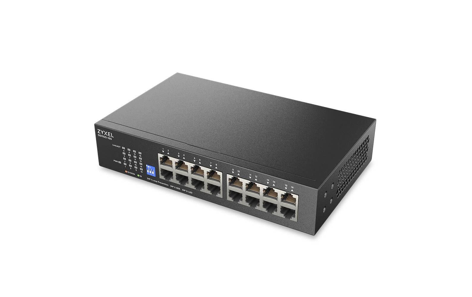 2159082 - Mediatech ZyXEL GS1100-16 v4: Gigabit-Switch unmanaged, lüfterlos kaufen Schweiz | Mediatech.ch