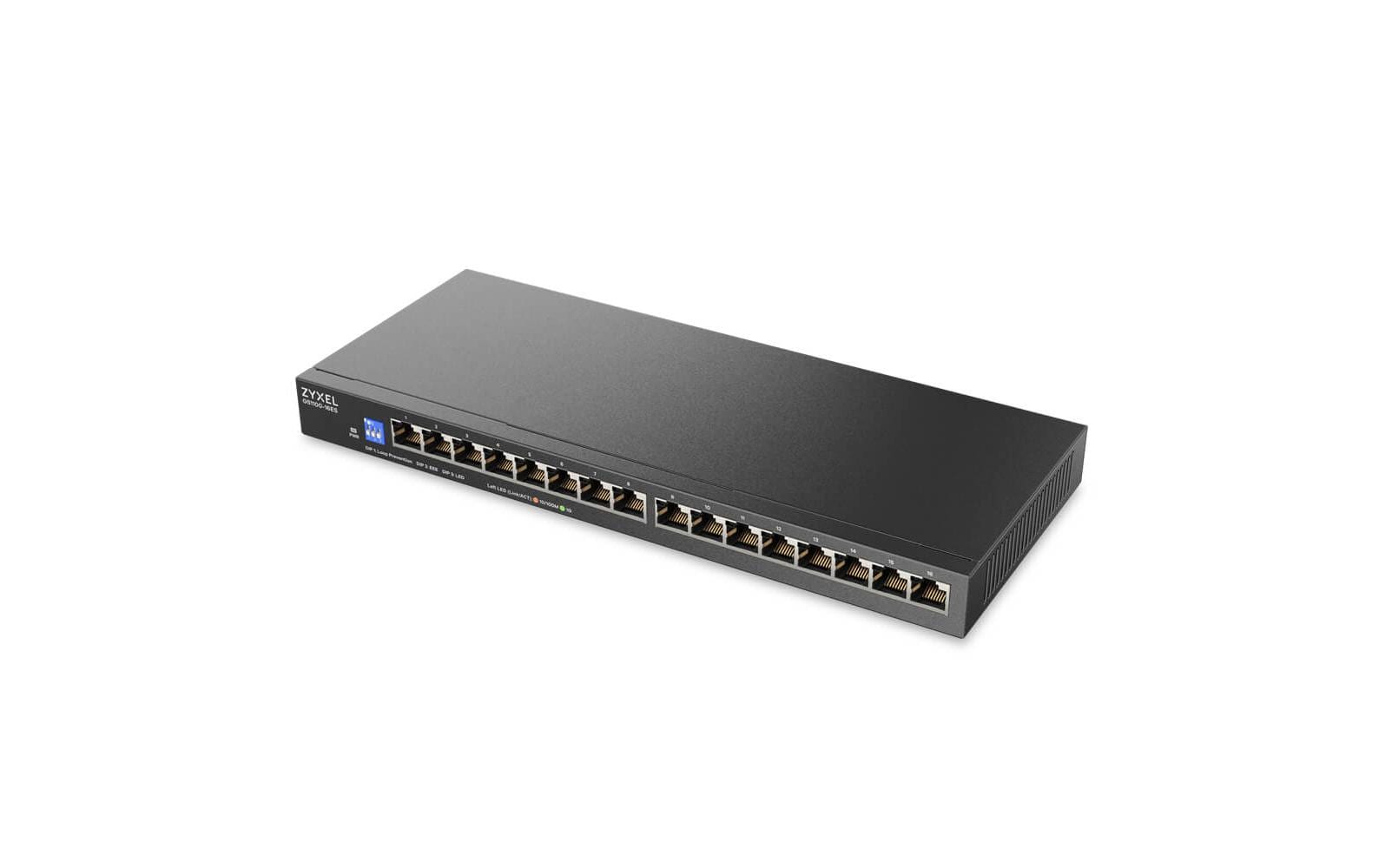 ZyXEL GS1100-16ES: Gigabit-Switch unmanaged, lüfterlos kaufen Schweiz | Mediatech.ch