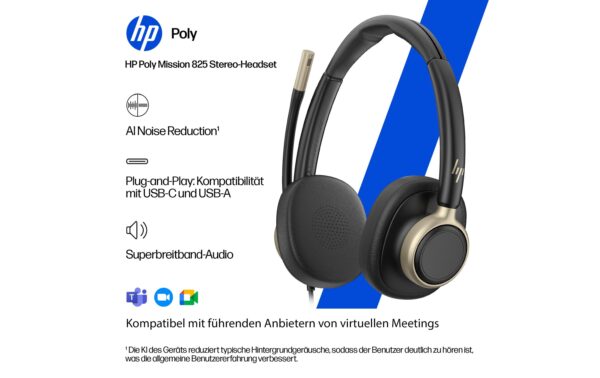 HP Poly Mission 825,Stereo,UC,USB-C/A (Bulk)