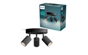 Philips Wyatt Aufbauspot 3er rund ohne Leuchtmittel GU10, schwarz