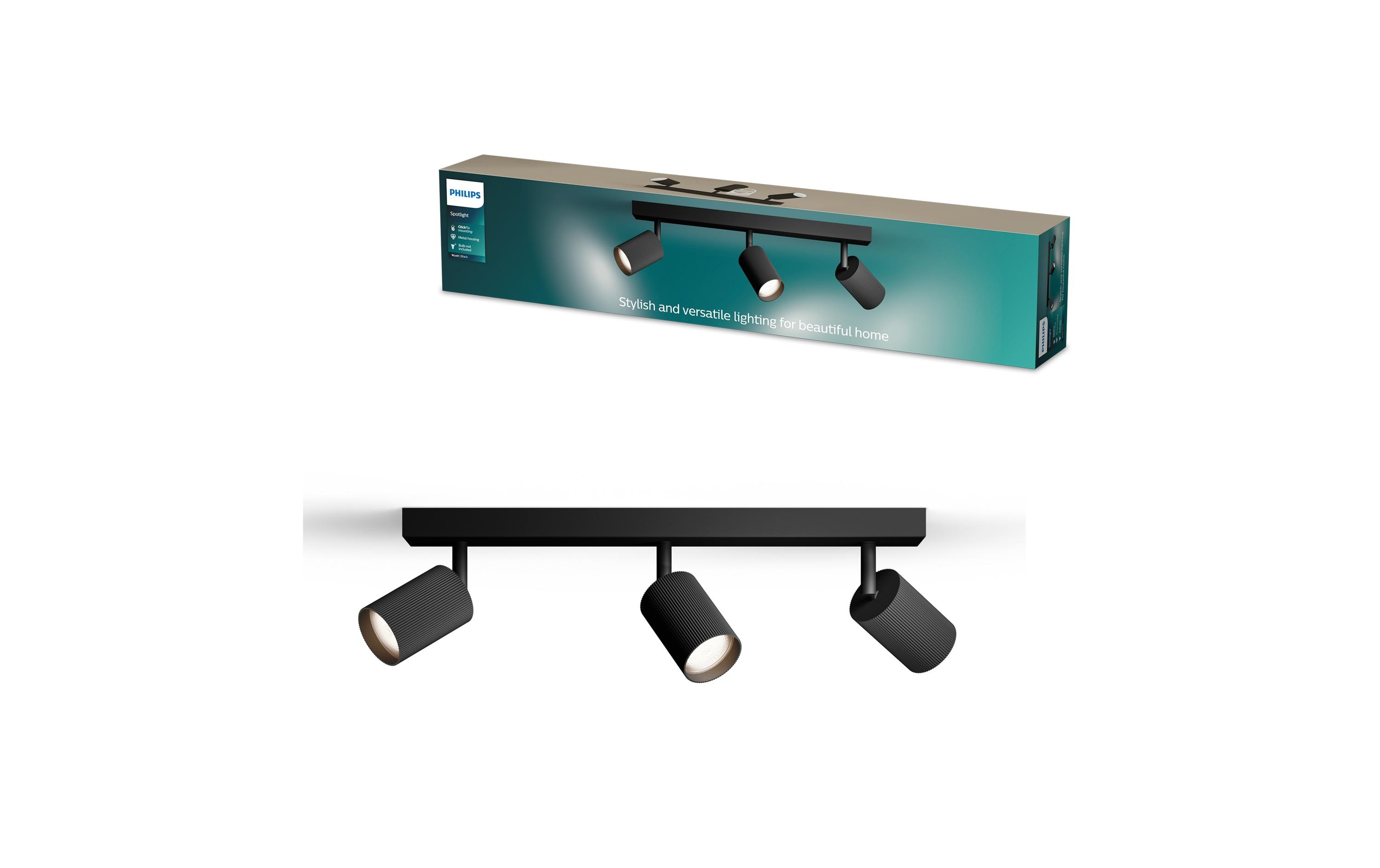 Philips Wyatt Aufbauspot 3er Balken ohne Leuchtmittel GU10, schwarz kaufen Schweiz | Mediatech.ch