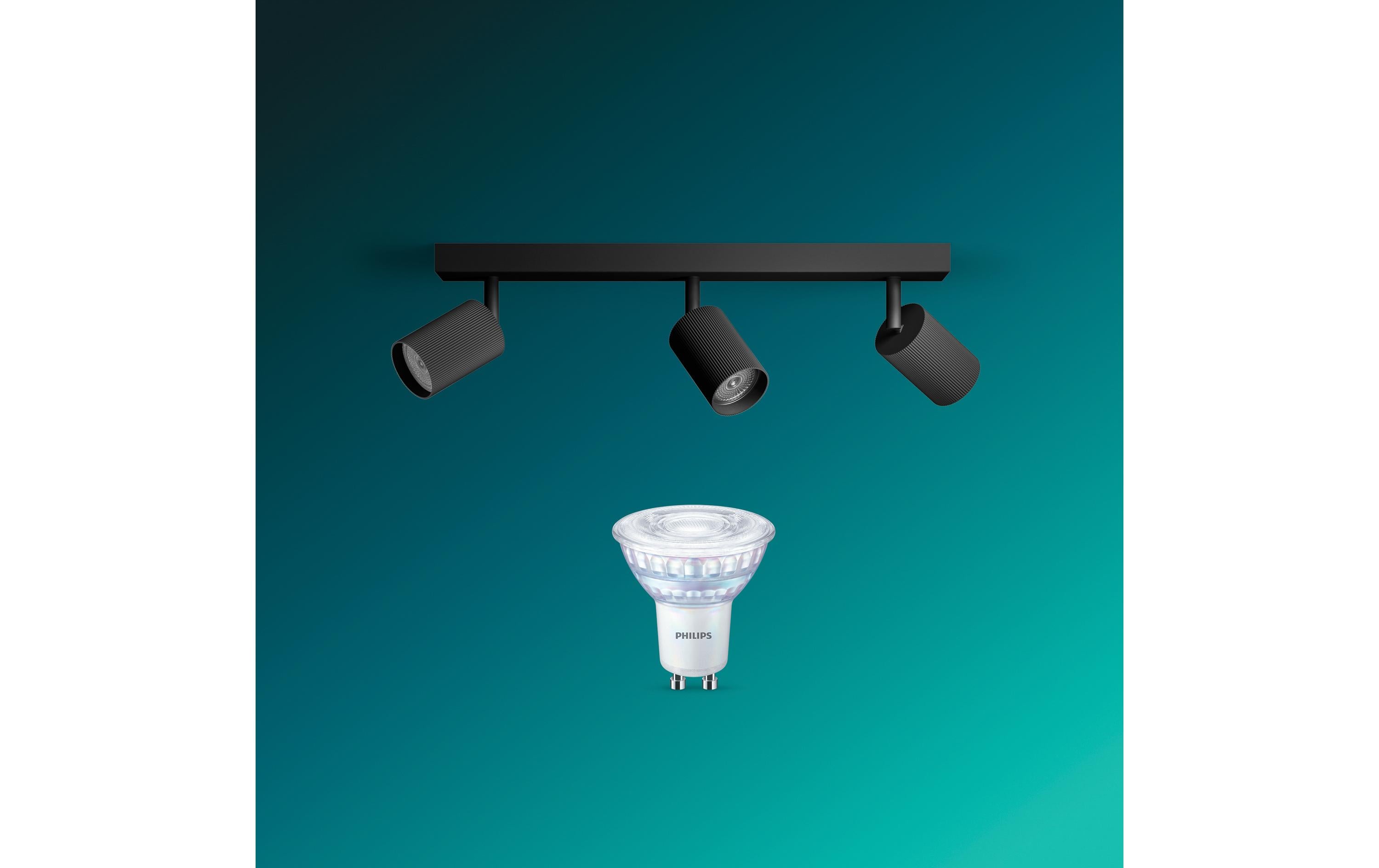 2162649_5 - Mediatech Philips Wyatt Aufbauspot 3er Balken ohne Leuchtmittel GU10, schwarz