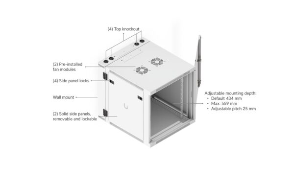 2163790_3 - Mediatech Ubiquiti Wandschrank 12HE 600mm swing Glas mit Lüfter