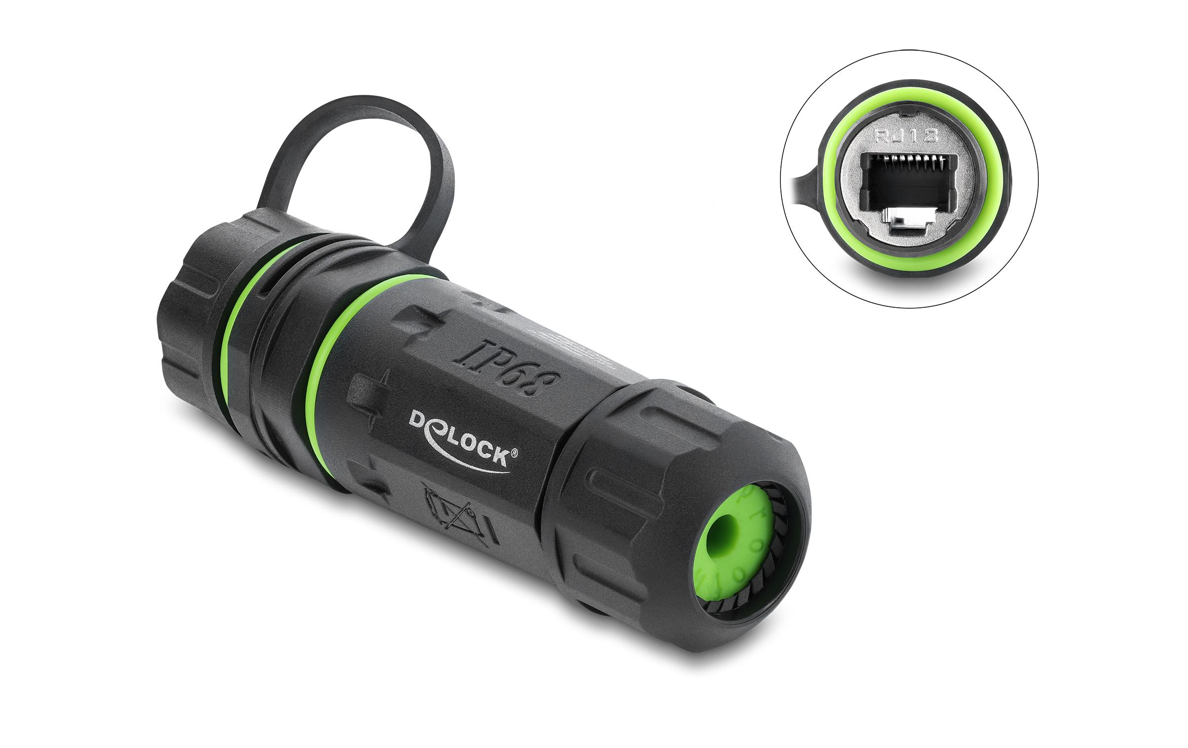 Delock Kabelverbinder RJ12 zu RJ12 M20 x 1.5 mm, schwarz, IP68 kaufen Schweiz | Mediatech.ch