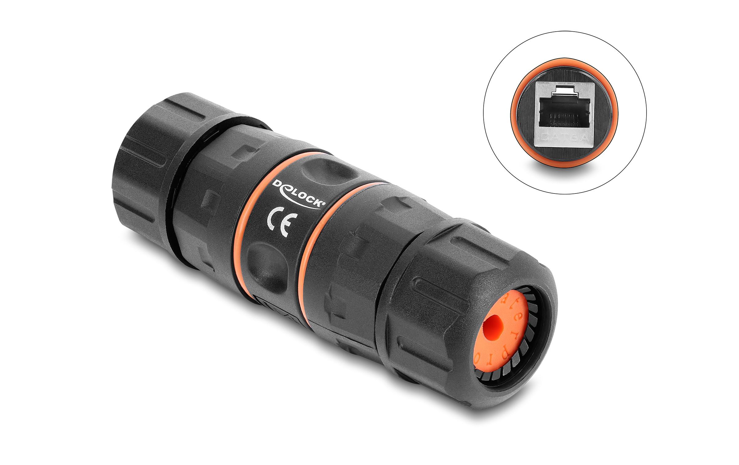 Delock Kabelverbinder RJ45 zu RJ45 Cat.6A M23.5 x 1.5 mm, schwarz, IP68 kaufen Schweiz | Mediatech.ch