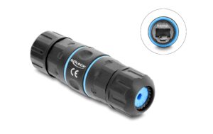 Delock Kabelverbinder RJ45 zu RJ45 Cat.6A M20 x 1.5  mm, schwarz, IP68