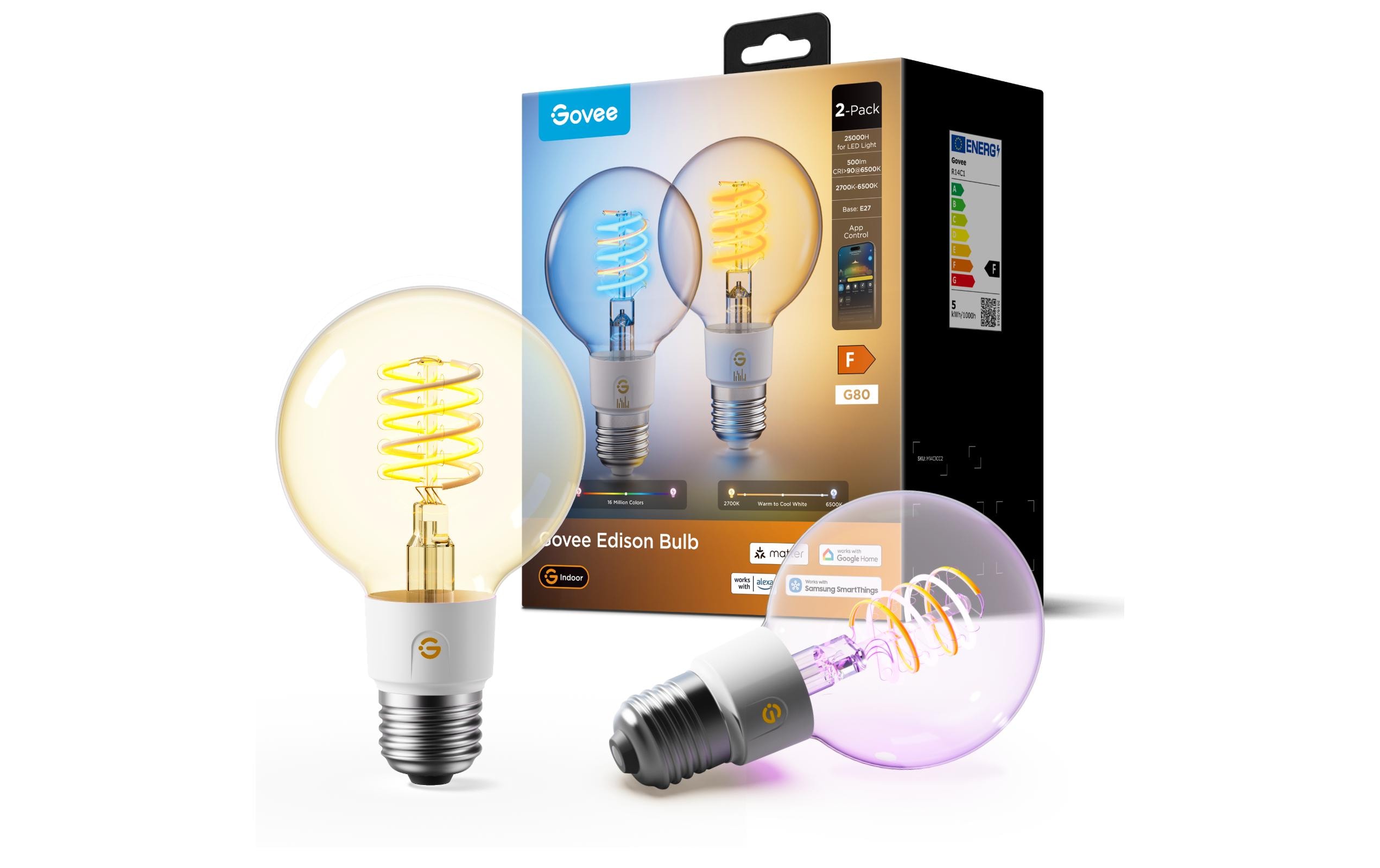 Govee G25 Smart Edison Bulb E27 (2er Pack) 2700K - 6500K | 500 Lumen kaufen Schweiz | Mediatech.ch
