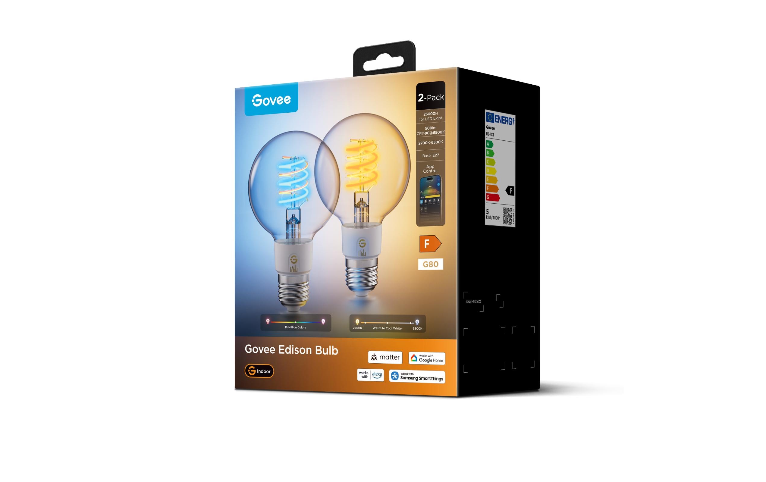 2165530_1 - Mediatech Govee G25 Smart Edison Bulb E27 (2er Pack) 2700K - 6500K | 500 Lumen