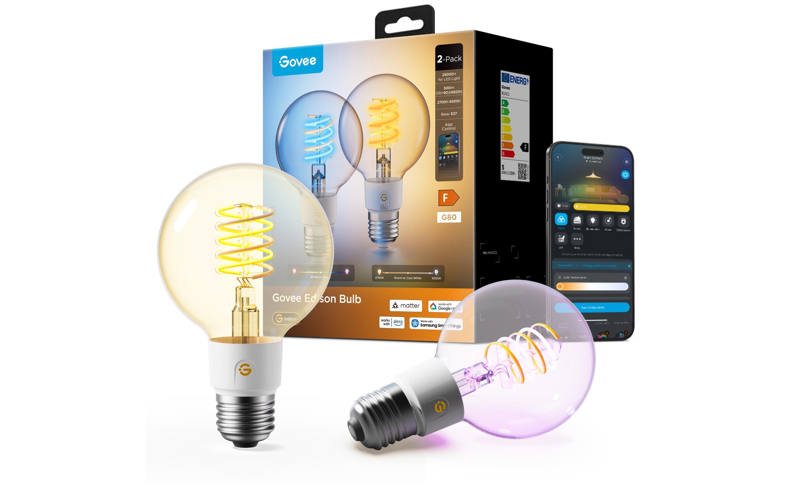 2165530_2 - Mediatech Govee G25 Smart Edison Bulb E27 (2er Pack) 2700K - 6500K | 500 Lumen