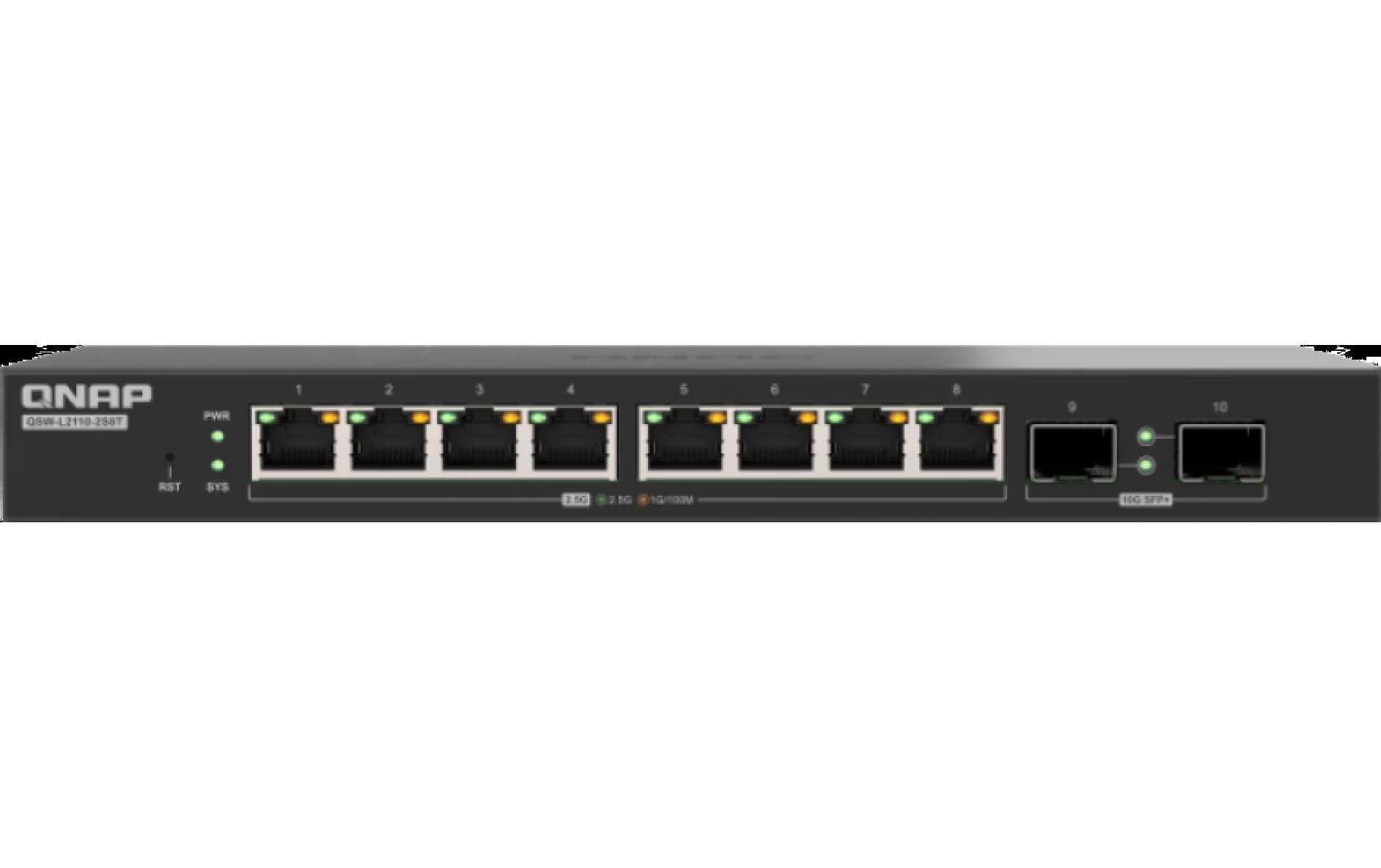 2167481 - Mediatech QNAP QSW-L2110-10T, 2+8-Port 10/2.5GbE Sw. 2-Port 10GbE, 8 Port 2.5GbE,light man.,RJ45
