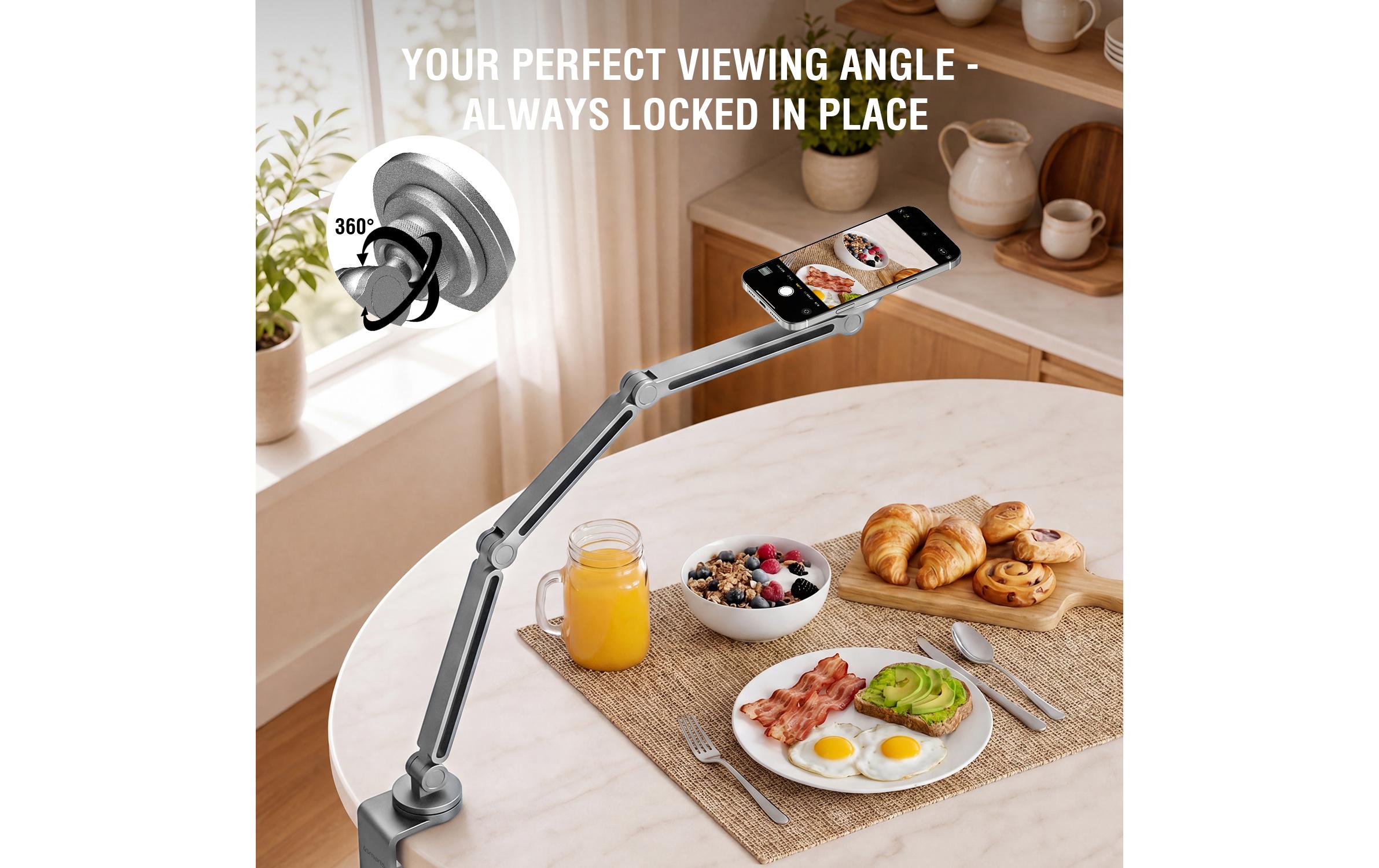 2169044_2 - Mediatech 4SMARTS Halterung ErgoPro Desk Clamp, Grau Magnetisch, Tablet/Smartphone