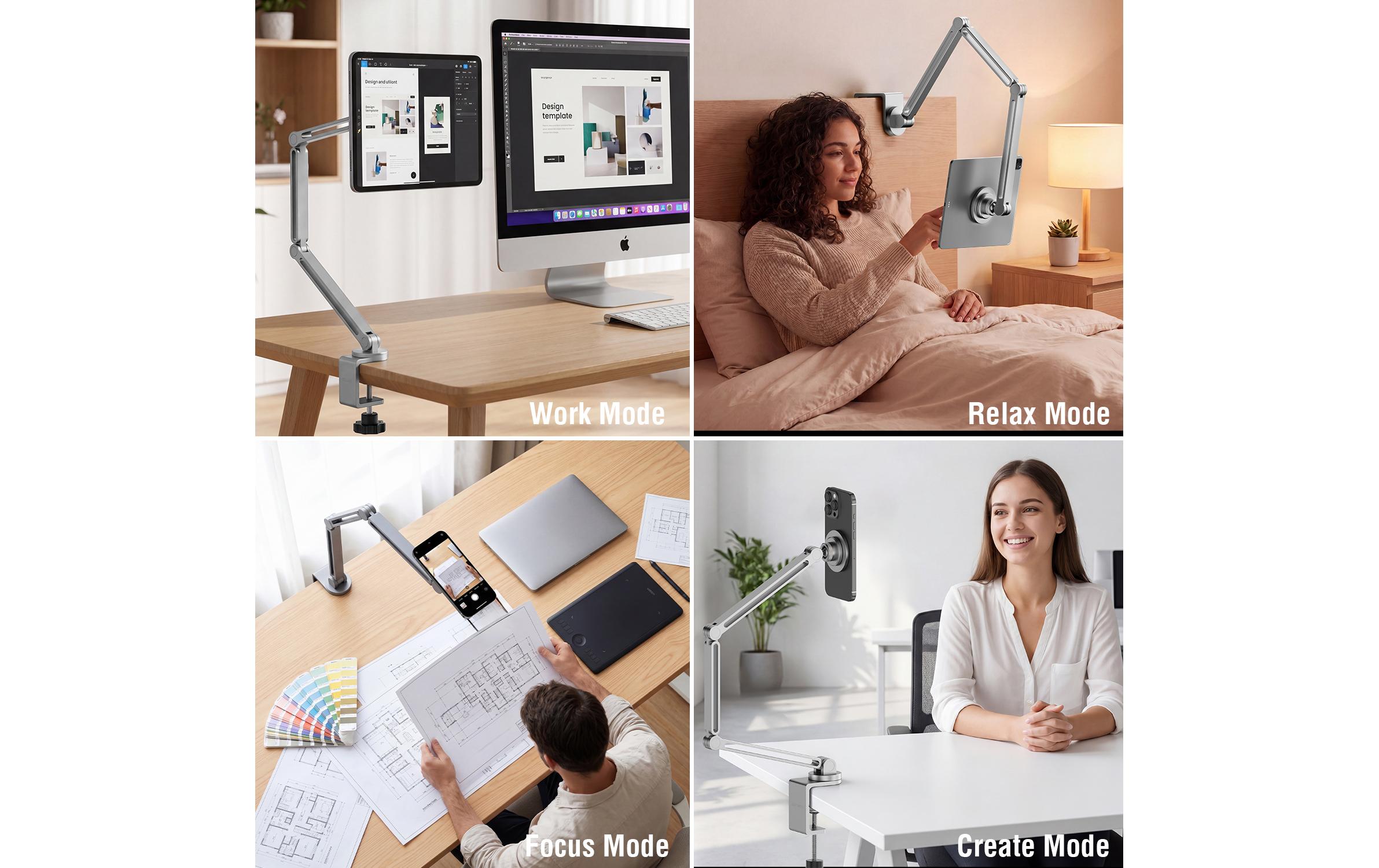 2169044_4 - Mediatech 4SMARTS Halterung ErgoPro Desk Clamp, Grau Magnetisch, Tablet/Smartphone