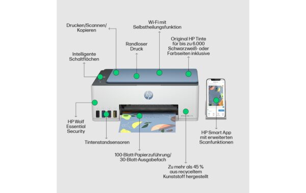 HP Smart Tank 5106 All-in-One A4, USB, WLAN, Bluetooth