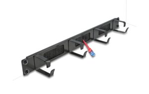 Delock, Kabel Bürstenleiste 66489, Schwarz mit 4 Bügeln, zu 19 Serverschrank, 1HE