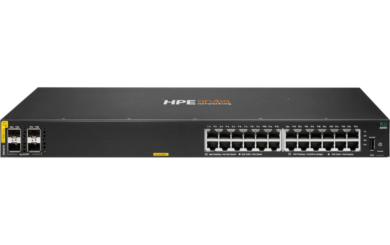 2187378 - Mediatech HPE Aruba Networking HPE Aruba R8N87B CX 6000 24P PoE 370W PoE Leistung, 4x SFP kaufen | Mediatech.ch