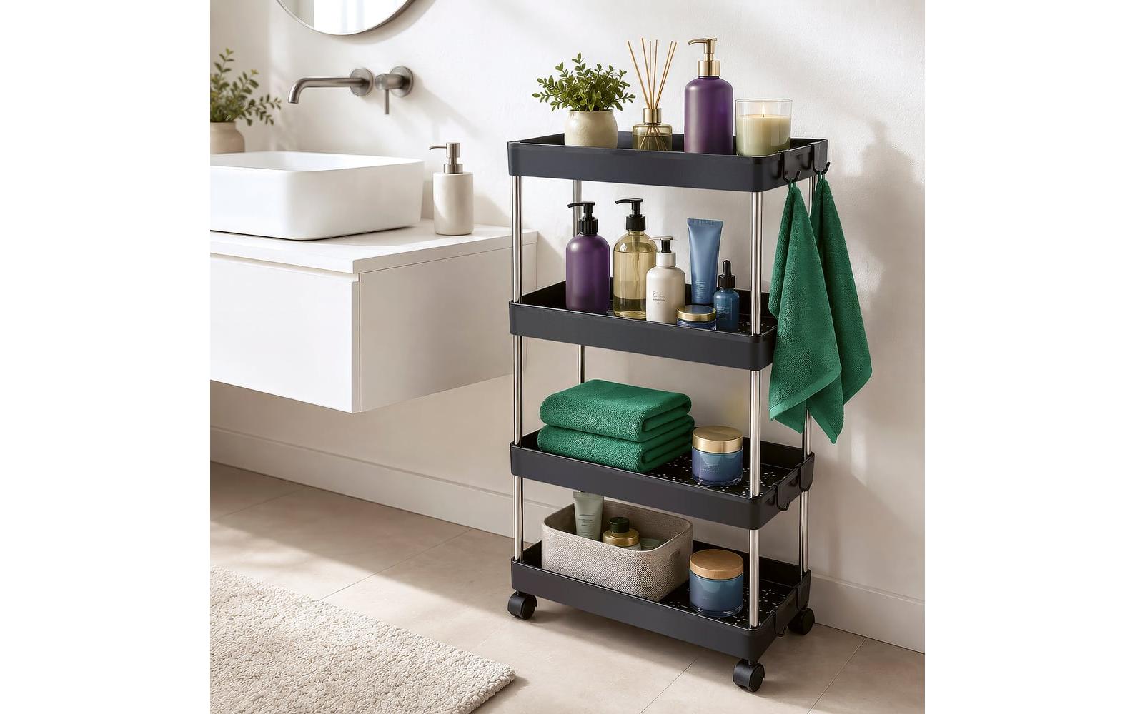 2188176_1 - Mediatech EASYmaxx Rollregal 85cm schwarz 4 Ebenen
