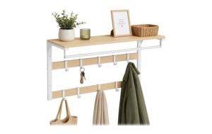 Relaxdays Wandgarderobe 3 in 1 Weiss/Eiche, 80 cm