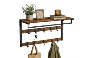 Relaxdays Wandgarderobe 3 in 1 Schwarz/Vintagebraun. 80 cm