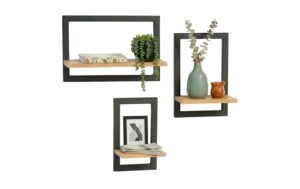Relaxdays Wandregal Set 3 Stück, Hellbraun Schwarz kaufen Schweiz | Mediatech.ch