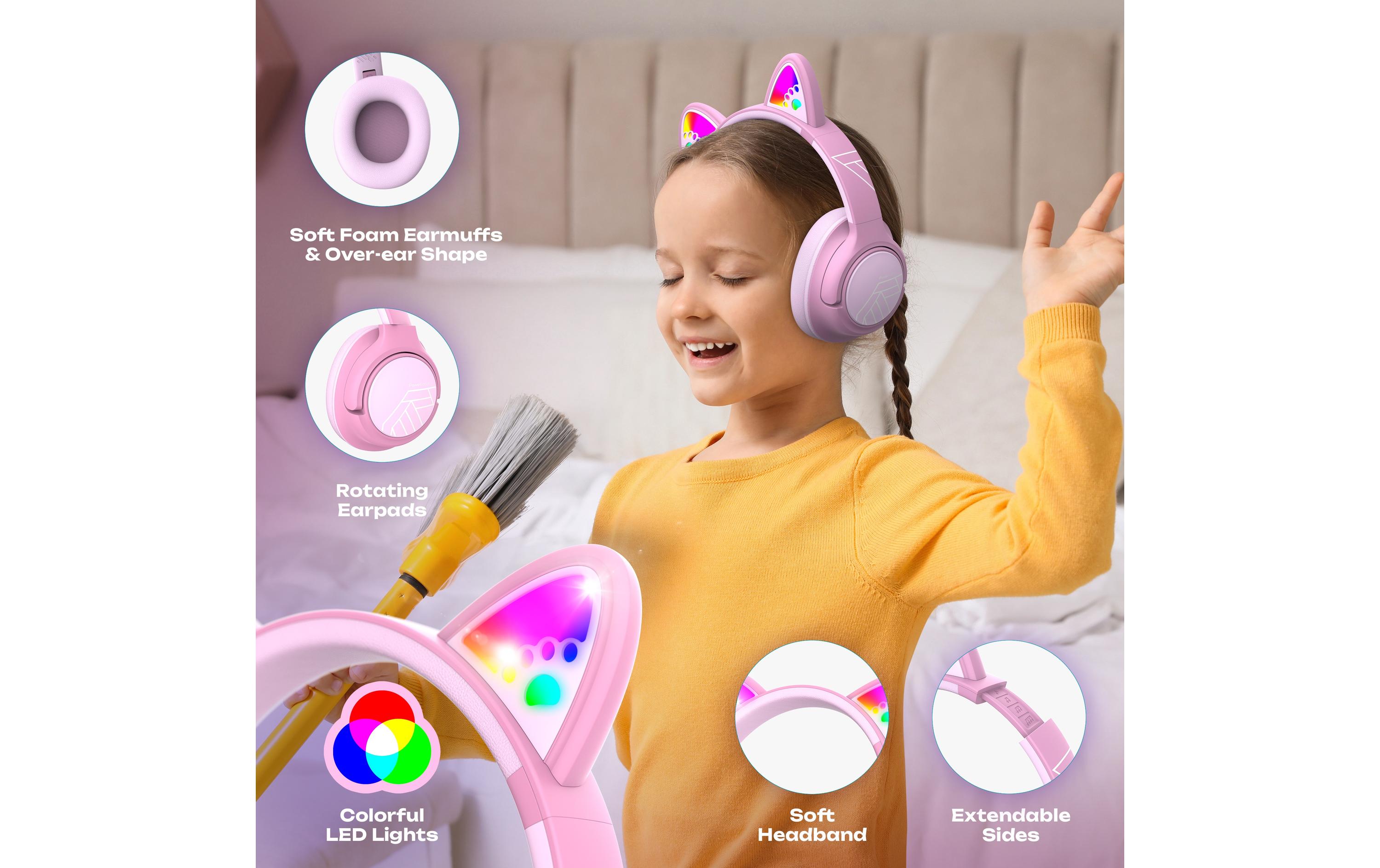 2192213_5 - Mediatech PowerLocus Bobo Kabellos, Over-Ear, für Kinder, Rosa