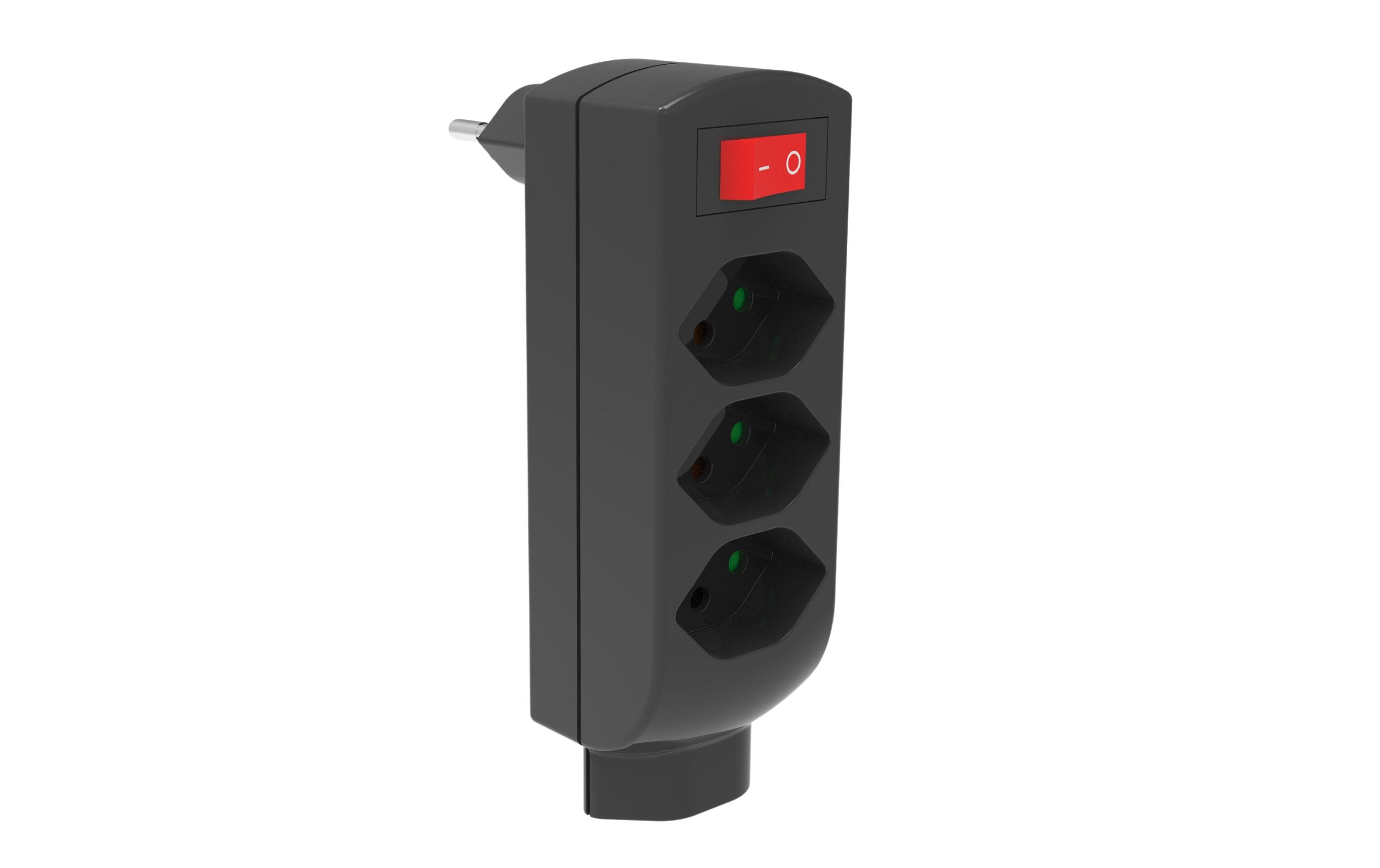 Schönenberger Abzweigstecker 4xT13 mit Schalter, schwarz kaufen Schweiz | Mediatech.ch