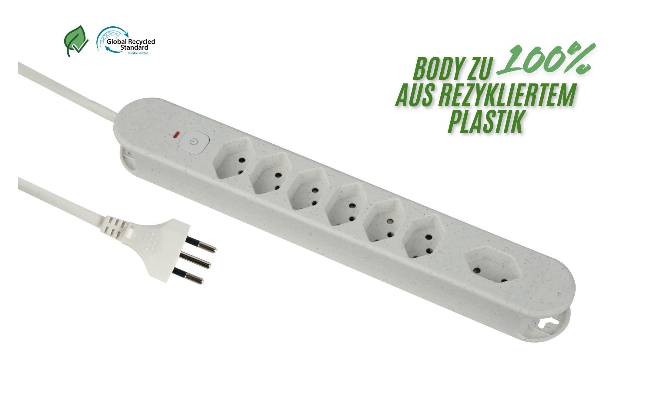 2195932 - Mediatech Schönenberger Steckdosenleiste ReLife 7xT13, 1.8m Kabel, weiss kaufen Schweiz | Mediatech.ch
