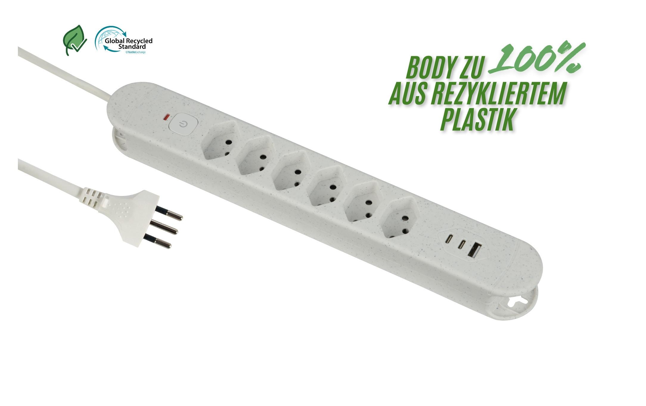 Schönenberger Steckdosenleiste ReLife USB 6xT13, 2x USB-C, 1x USB-A, 1.8m Kab, weiss kaufen Schweiz | Mediatech.ch