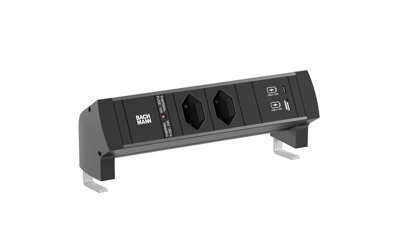 Bachmann DESK STYLE Steckdosenleiste 2xCH T13 1xUSB A/C 22W 2, 0m T12, sz