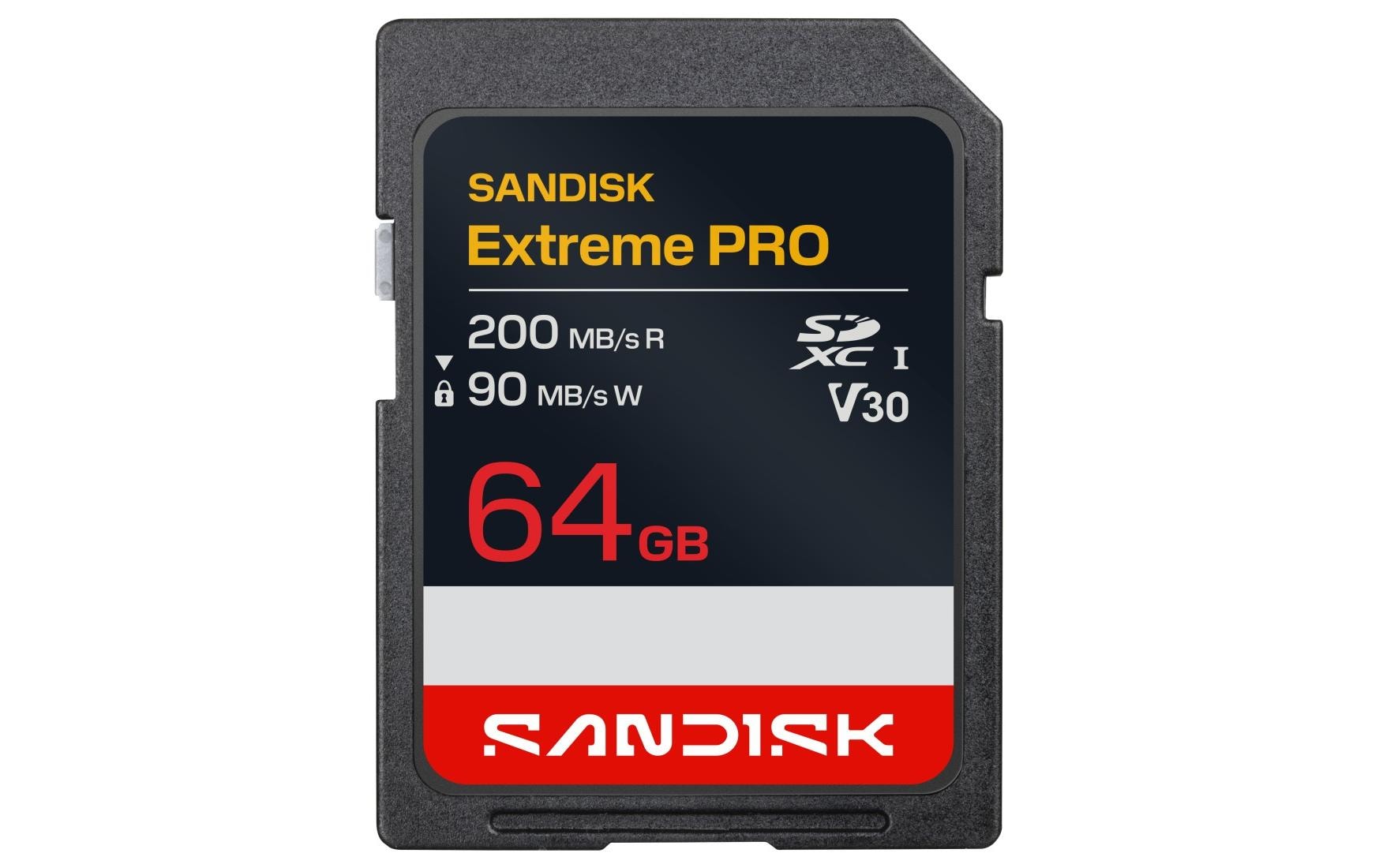 SanDisk SDXC Card Extreme PRO 64GB Lesen 200MB/s, Schreiben 90MB/s