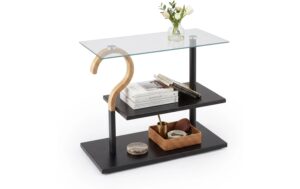 Relaxdays Couchtisch mit Glasplatte Masse H x B x T: ca. 50 x 60 x 30 cm