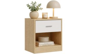Relaxdays Beistelltisch mit Schublade H x B x T: ca. 41 x 39 x 28 cm, Braun/Weiss kaufen Schweiz | Mediatech.ch