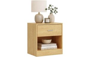 Relaxdays Beistelltisch mit Schublade H x B x T: ca. 41 x 39 x 28 cm, Hellbraun