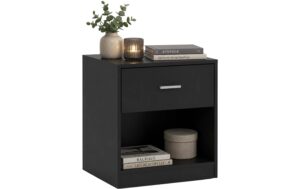 Relaxdays Beistelltisch mit Schublade H x B x T: ca. 41 x 39 x 28 cm, Schwarz