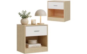 Relaxdays Beistelltisch mit Schublade 2er Set H x B x T: ca. 41 x 39 x 28 cm, Braun/We. kaufen Schweiz | Mediatech.ch