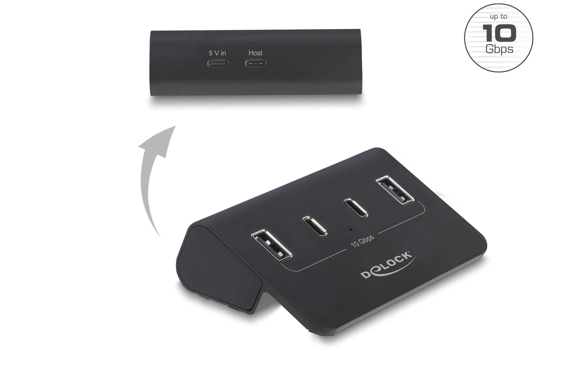 Delock Hub 10 Gbps, Metall, 2x USB-C, 2x USB-A kaufen Schweiz | Mediatech.ch