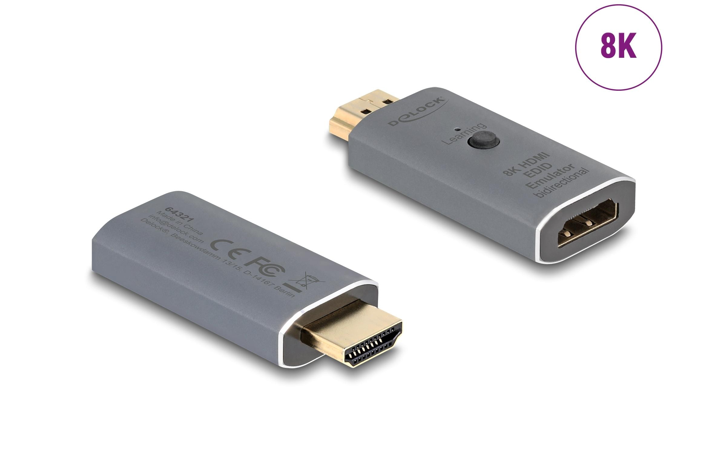 Delock 8k HDMI EDID Emulator bidirektional bis 7680x4320@60Hz, simuliert einen Monitor kaufen Schweiz | Mediatech.ch