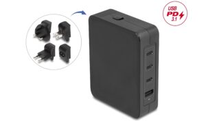 Delock GaN Ladegerät 3x USB-C PD 3.1, 1x USB-A, 145 W, inkl. kaufen Schweiz | Mediatech.ch