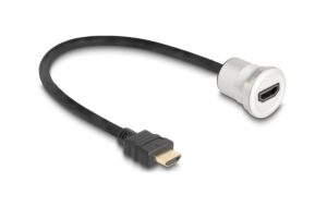 Delock HDMI Einbaubuchse mit Kabelpeitsche 8K, 60 Hz, Stecker, 30 cm, Aluminium kaufen Schweiz | Mediatech.ch