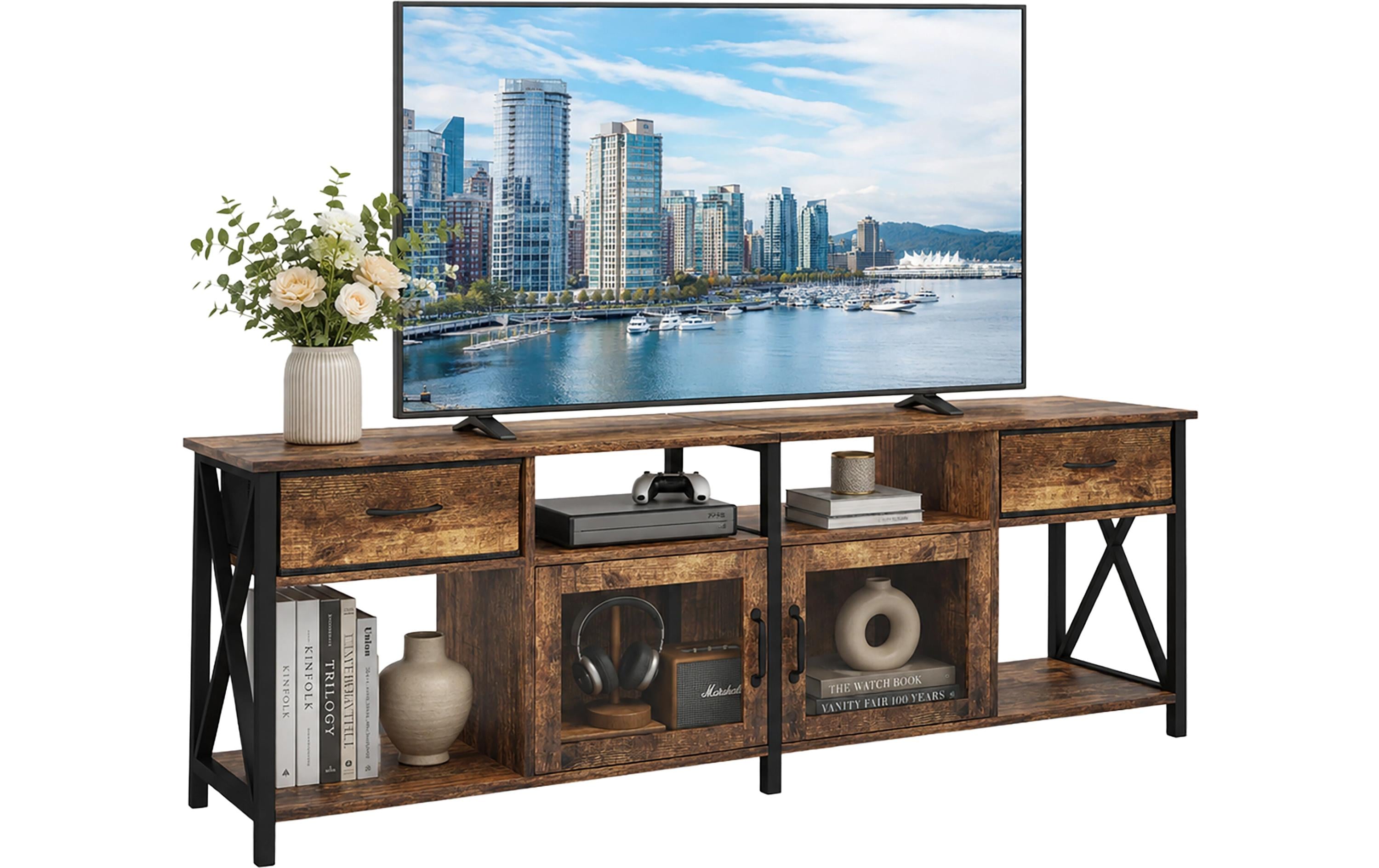 Relaxdays TV Lowboard mit Stauraum Material: MDF, Stahl, Vliesstoff kaufen Schweiz | Mediatech.ch