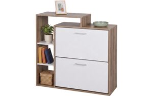 Relaxdays Schuhschrank mit 2 Klappen Weiss/Hellbraun kaufen Schweiz | Mediatech.ch